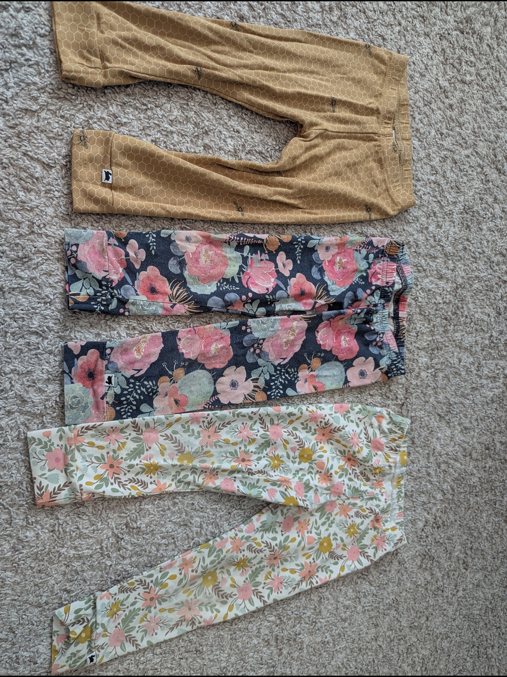 Little And Lively 2T Kids Floral Leggings Pack - Beehive, Cactus Floral, Floral